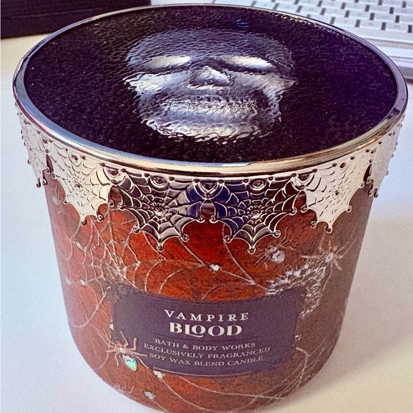 Bath & Body Works Other - NEW B&BW Vampire Blood 3-wick, Decorative Glass Skull Lid